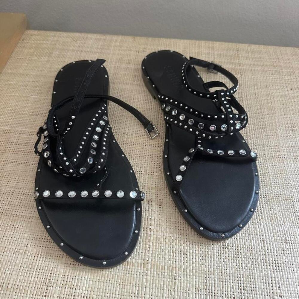 Schutz black studded sandals with